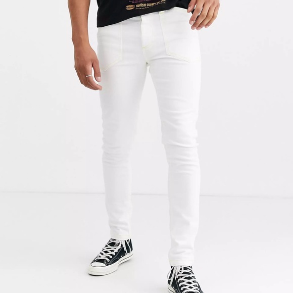 Heart & Dagger Skinny Jeans in White with Contrast Stitch - Picture 3 of 9